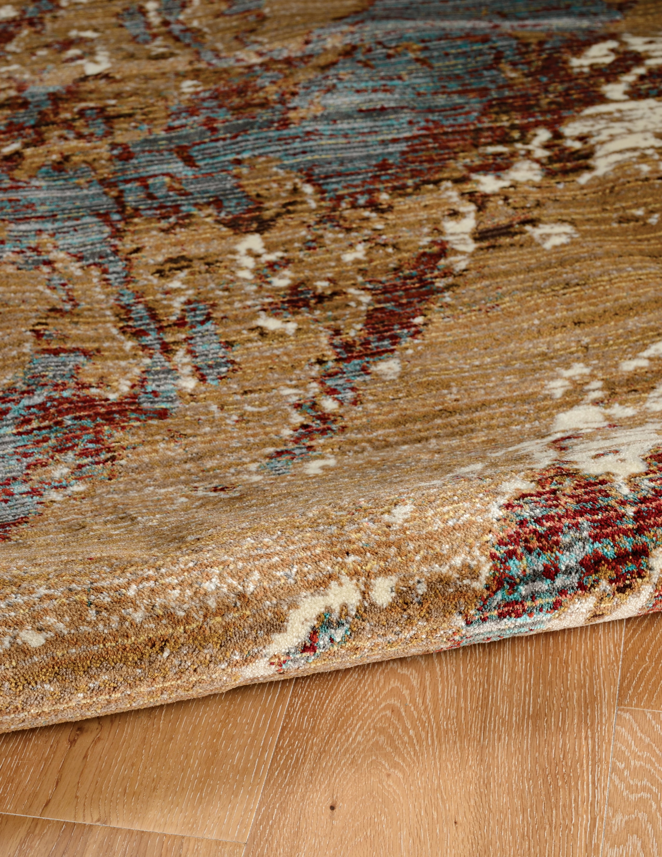 Illusions Marble Beige Blue Area Rug 3 x 5 Transitional Polypropylene