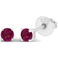 thumbnail image 2 of Decadence 925 Sterling Silver 3mm Round Created Ruby July Birthstone Screwback Stud Earrings, 2 of 5