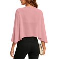 thumbnail image 5 of MSJUHEG Women Cardigan Cover Up 3/4 Sleeve Cardigan Sheer Summer Cover Up Cardigan Open Front Cropped Casual Coverups Soft Chiffon Women's Shrug Sweaters Pink 2xl, 5 of 6