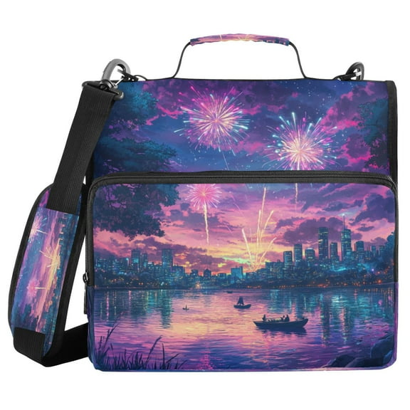 Water-Resistant 3-Ring Binder Organizer with Multiple Pockets Zipper Binder Bag for Office Beautiful City