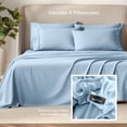 thumbnail image 5 of Bare Home Luxury Bed Sheet Set - Premium 1800 Collection - 6 Piece - Full, Light Blue, 5 of 9