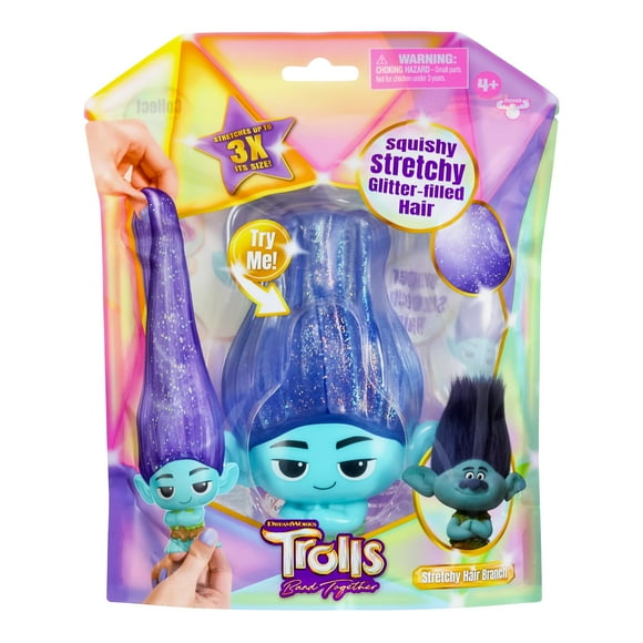 DreamWorks Trolls Band Together Squishy, Stretchy Glitter-Filled Hair Doll - Stretchy Hair Branch