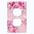 thumbnail image 2 of Metal Light Switch Plate Outlet Cover Pink Rose Flower Wallpaper ROS048, 2 of 13