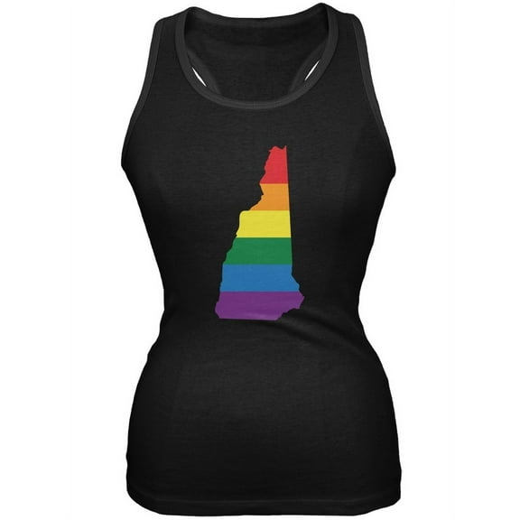 New Hampshire LGBT Lesbian Pride Rainbow Black Juniors Soft Tank Top - X-Large