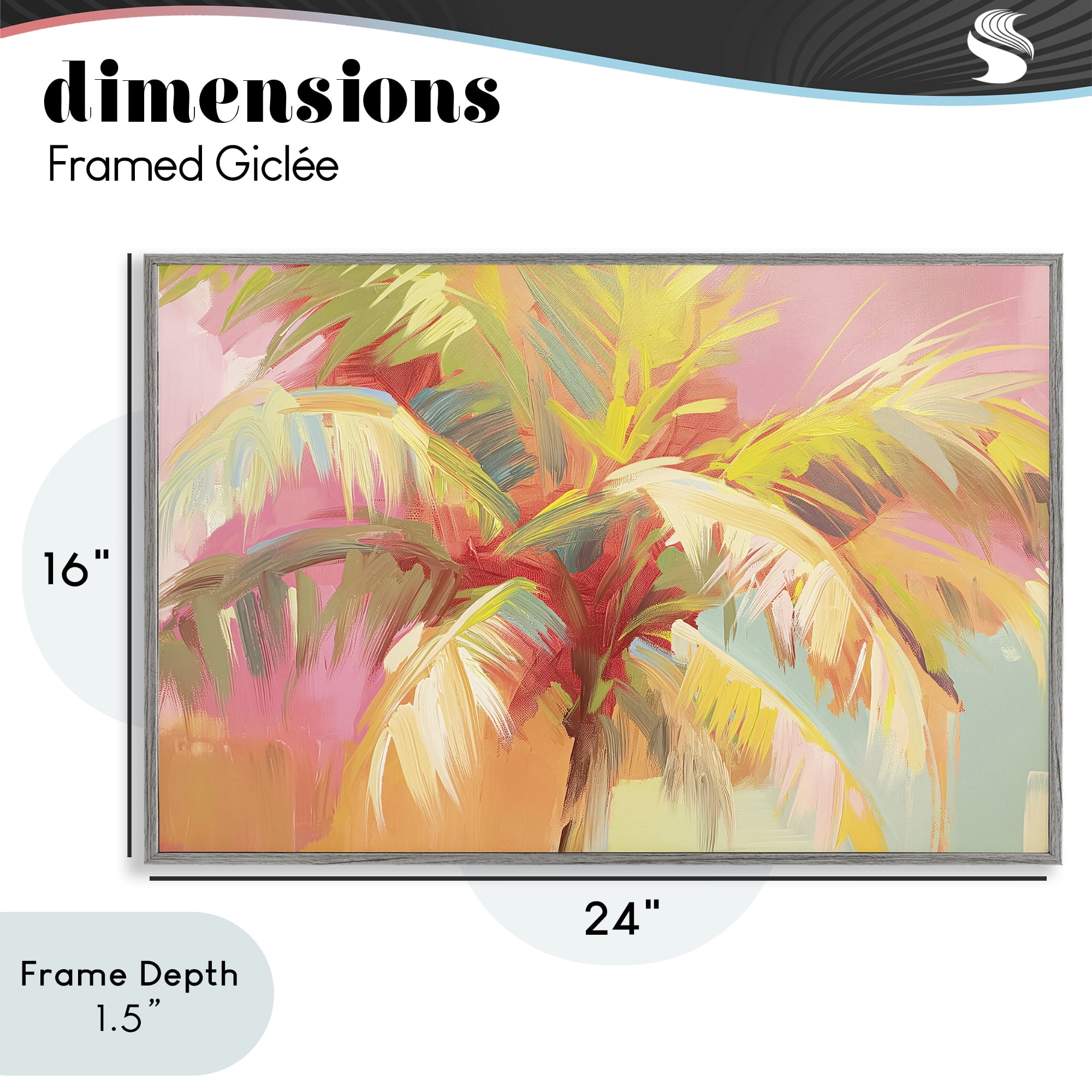 Stupell Industries Warm Palm Leaf Impressions Gray Framed Giclee Art, design by Jacky Ngan