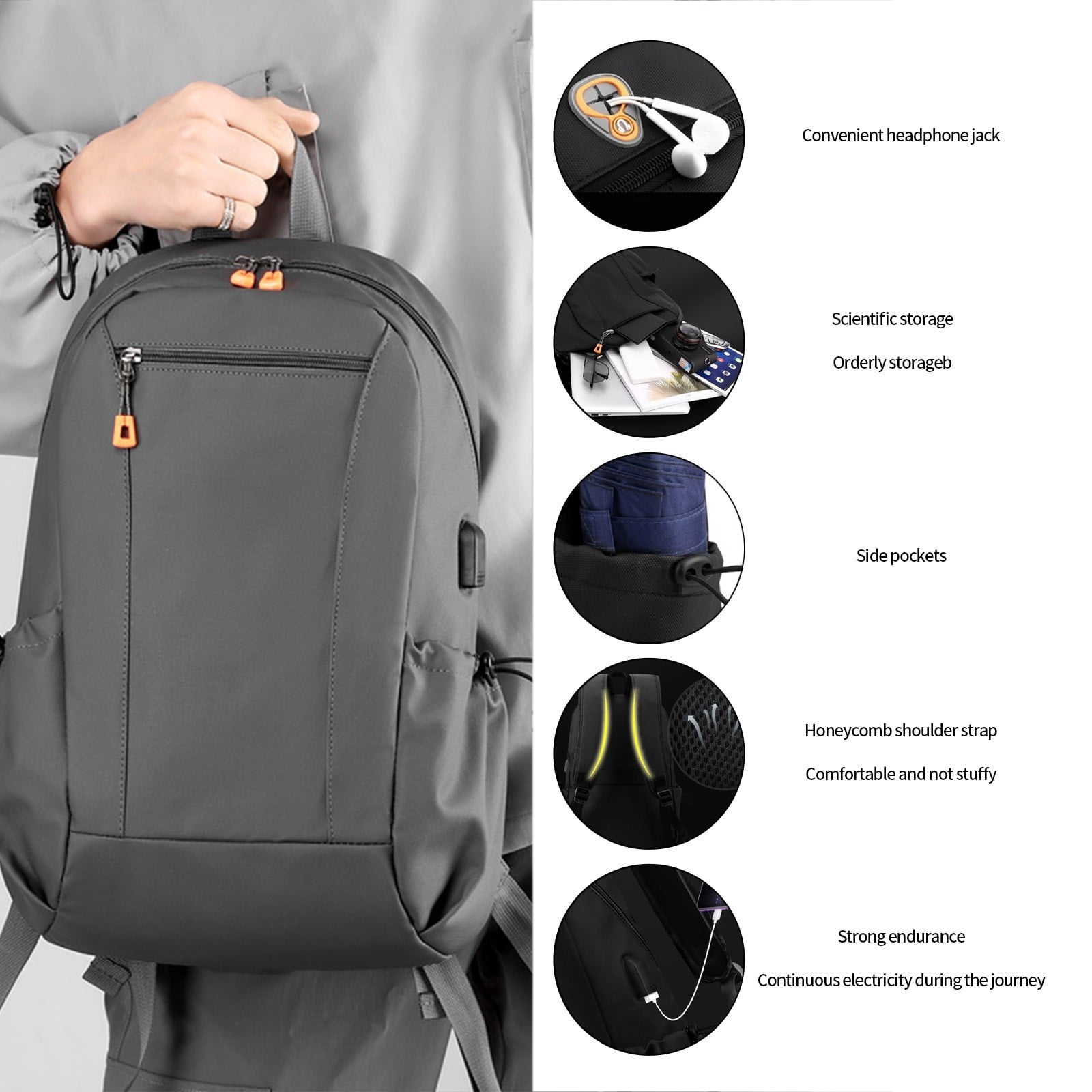 Sac Bandoulière Antivol étanche - 30x21x14 Cm, Convertible, Multi-compartiments, Pour Voyage Et Sport