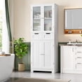 thumbnail image 4 of Homfa 4 Doors Bathroom Cabinet, 3-Tier Wood Tall Linen Storage Cabinet with 2 Drawers for Living Room Office, White, 4 of 8