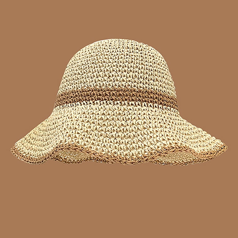 Straw Summer Sun Hat Wide Brim Floppy Bucket Hat Foldable Beach Travel UV s-l400.jpg main image 3