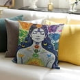 thumbnail image 3 of BANET  Colorful Throw Pillow Cushion Cover, Girl in Lotus Colorful Stones Yoga Relax Theme Oriental, Decorative Square Accent Pillow Case 18x18in, 3 of 5