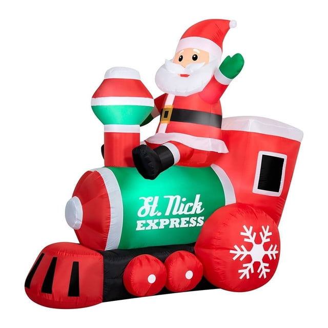 Inflable Holiday Time Decoración inflable de altura 205 cm - Escena de tren de Papá Noel LG