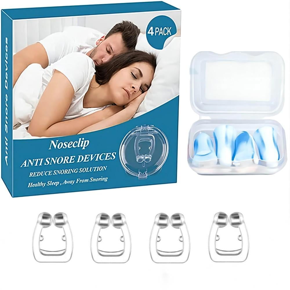 4 Pcs Snore Stopper Nose Clip with Earplugs, Silicone Anti
