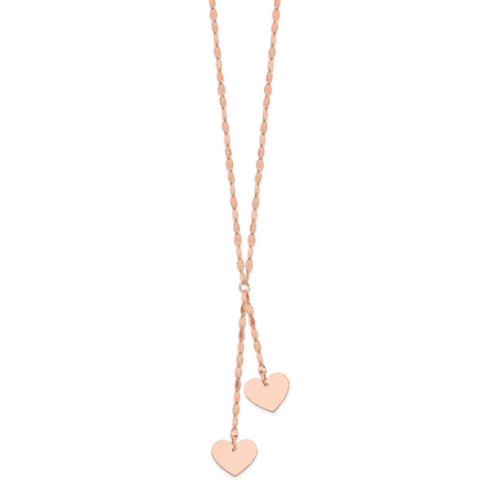 14K Rose Gold Plated Fancy Heart with 1In Extender Necklace