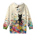 thumbnail image 5 of Psesaysky Girls' Hoodies Sweatshirts Black Cat Floral Print Long Sleeve Casual Lightweight Pullover Tops Hoodie Dress with Pockets for 5-6 Years, 5 of 7