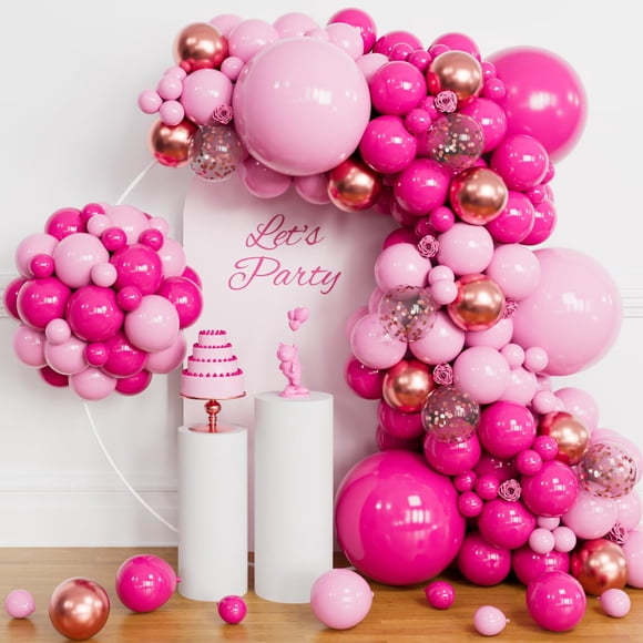 Kit de guirnaldas con forma de arco con globos ASIYUHY, 145 unidades, con confeti, color rosa