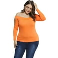 thumbnail image 3 of KVMeteor Women's Plus Size Hot Drilling Off Shoulder Long Sleeve T-Shirts Tops, 3 of 6