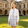 thumbnail image 2 of WhouRiu Girls School Pleated Skirts Plaid Graphic Elastic Waist A Line Uniforms Skirt With Tie 9-18 Years, 2 of 5