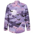 thumbnail image 6 of Domuza Mens Button Up Shirts Long Sleeve Halloween Novelty Novelty Print Relaxed Fit T Shirt Lightweight Casual Lapel Dress Shirts for Halloween Party Purple Pink XL, 6 of 7