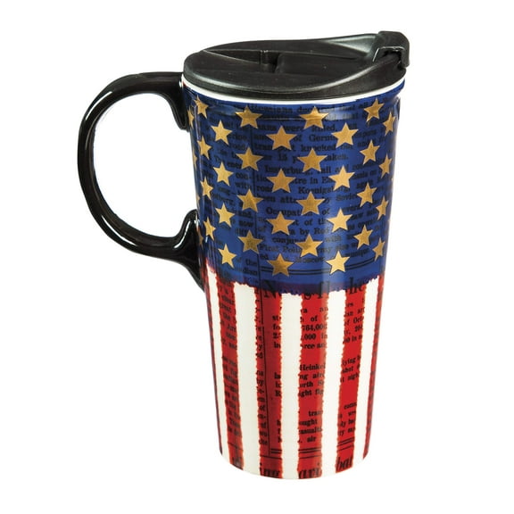 Cypress Home Liberty Ceramic Latte Travel Cup 17 oz