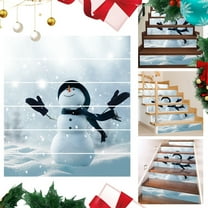 Bjutir Christmas Stickers Stair Stickers Snowman Pattern Decorative Stickers Wall Stickers