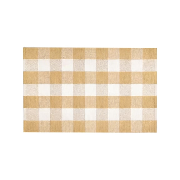Khaki and White Outdoor Rug 43''x 27.5''Checkered Front Porch Mat Cotton Woven Washable Rugs Front Door Mat for Hello/Welcome Mat Entryway,Bedroom,Farmhouse Patio
