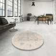 thumbnail image 4 of Ahgly Company Machine Washable Indoor Round Abstract Tan Brown Area Rugs, 4' Round, 4 of 7