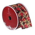 thumbnail image 3 of Northlight Red and Black Plaid Christmas Wired Craft Ribbon with Gold Poinsettias 2.5" x 16 Yards, 3 of 3