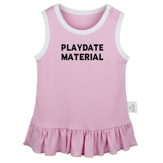 Playdate Material Funny Dresses For Baby, Newborn Babies Skirts, Infant Princess Dress, 0-24M Kids Graphic Clothes (Pink Sleeveless Dresses, 12-18 Months)