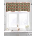 thumbnail image 2 of Geometric Linen Curtain Valance for Bedroom/Bathroom/Kitchen/Office/Living/Dining Room Window,Abstract Red Floral Retro Morocco Plaid Pocket Topper Drapes Decorative Cafe Drapery Panel 42"x18", 2 of 6