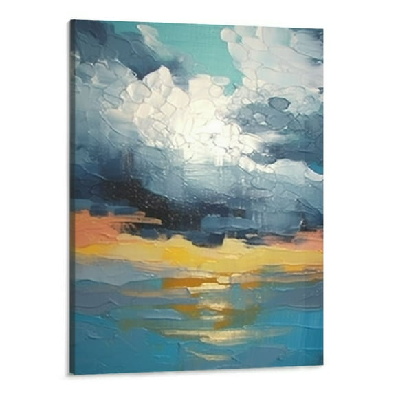 Shiartex  Abstract Wall Art Home Wall Decor Modern Canvas Abstract Pictures for Living Room Bedroom Blue Wall ArtPaintings High Definition Printing Canvas Art Strected 16x20 Inch