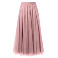 thumbnail image 5 of Women's Solid Color Tulle Skirt, High Waist A-Line Pleated Maxi Skirt, Elastic Waist Layered Mesh Skirt for Formal, Party, Wedding and Special Occasions Pink B, 5 of 5