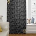thumbnail image 5 of Black Golden Floral Sheer Curtains 54 Inches Long, Modern Abstract Art Spring Flowers Light Filering Curtains, Breathable Simi Curtain Privacy Drapes for Kitchen Bathroom Small Window Treatment, 5 of 9