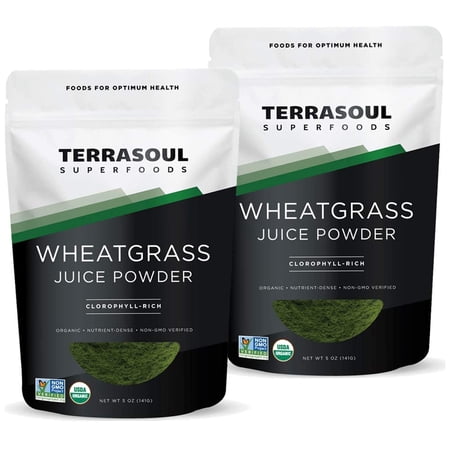 Terrasoul Superfoods Organic Wheat Grass Juice Powder, 10 Oz (5 Oz 2-Pack) - Grown in Utah, Made from Nutrient Concentrated Juice, Revitalize with Green Nutrition: Smoothies, Detox Drinks