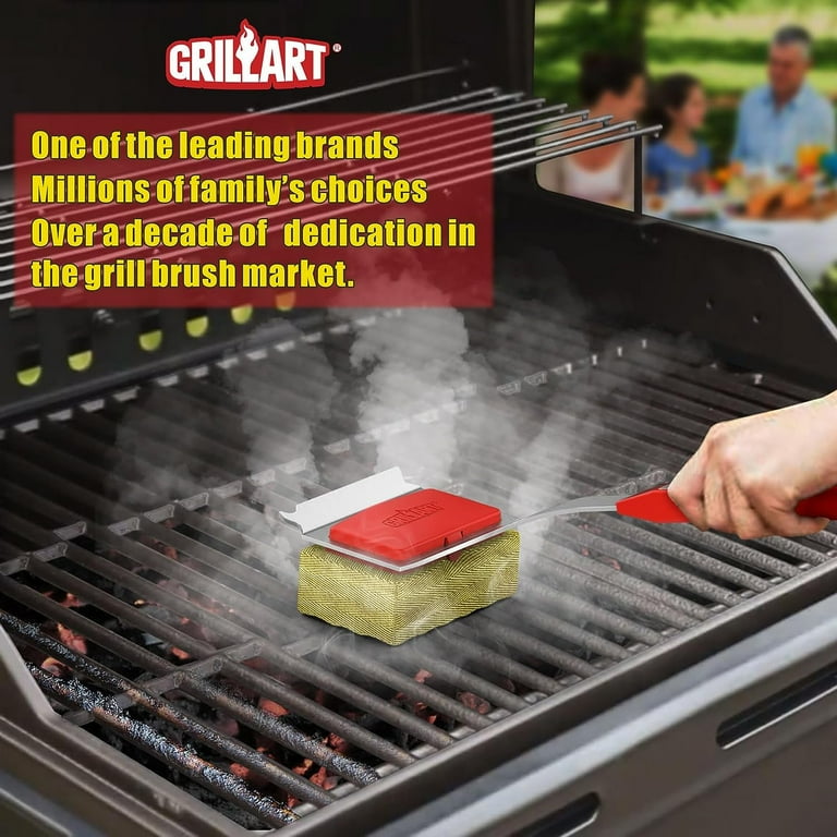 GRILLART Grill Brush Bristle Free Replaceable BBQ Cleaning Pad No Handle Safe Replacement Cleaning PadHead for Cast IronSt