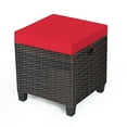 thumbnail image 6 of Patiojoy 2 Piece Outdoor Patio Rattan Ottoman Cushioned Wicker Stools Red, 6 of 7