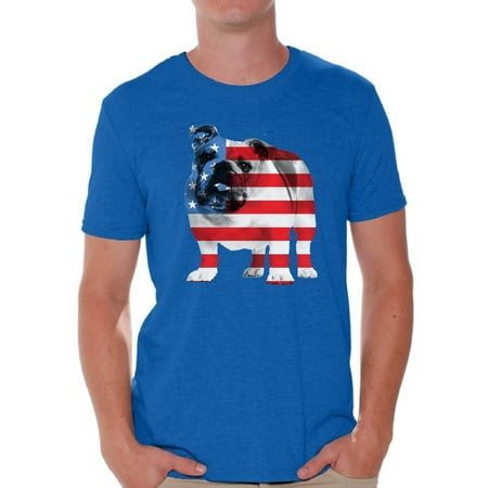 Bulldog Tee Shirts Awkward Styles American Flag Shirts Bulldog American Patriotic T-shirt Tops for Men USA Flag Tshirt 4th Of July Gifts for Dog Owners Bulldog Lover Shirt Red White and Blue Patriotic Outfit ()