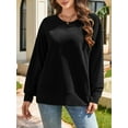 thumbnail image 3 of JYLFC Plus Size Sweatshirt for Women Lightweight Crew Neck Long Sleeve Shirts Black 2XL, 3 of 8