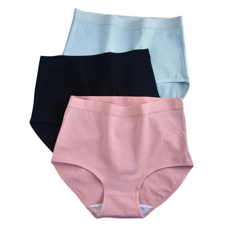 Women's High-rise Intimates Ultra Comfort Soft Cotton Moisture-Wicking  Underwear Panties M-3XL(3-Packs)