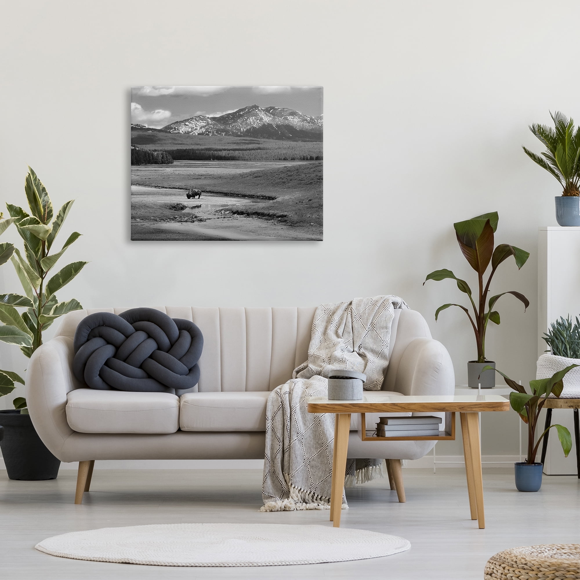Stupell Industries Bison in Mountain Scene Landscape Photography Gallery Wrapped Canvas Art Print Wall Art, 40 x 30