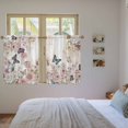 thumbnail image 3 of Vintage Pink Flowers Kitchen Curtain for Berdoom Living Room Cafe 45 Inch Length, Spring Floral Butterfly Retro Tiers Curtains Light Filtering Drapes Rod Pocket Window Treatment 2 Panels 52"Wx45"L, 3 of 8
