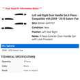 thumbnail image 2 of Left and Right Door Handle Set 4 Piece - Compatible with 2008 - 2010 Saturn Vue 2009, 2 of 2