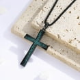 thumbnail image 3 of Coachuhhar Cross Necklace 925 Sterling Silver Western Turquoise Pendant Necklace Gothic Black Jewelry Gifts for Men Women, 3 of 7