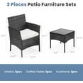 thumbnail image 2 of 3-Piece Patio Bistro Set, Outdoor Rattan Chairs and Coffee Table, Small Balcony & Poolside Furniture Conversation Set, 2 of 8