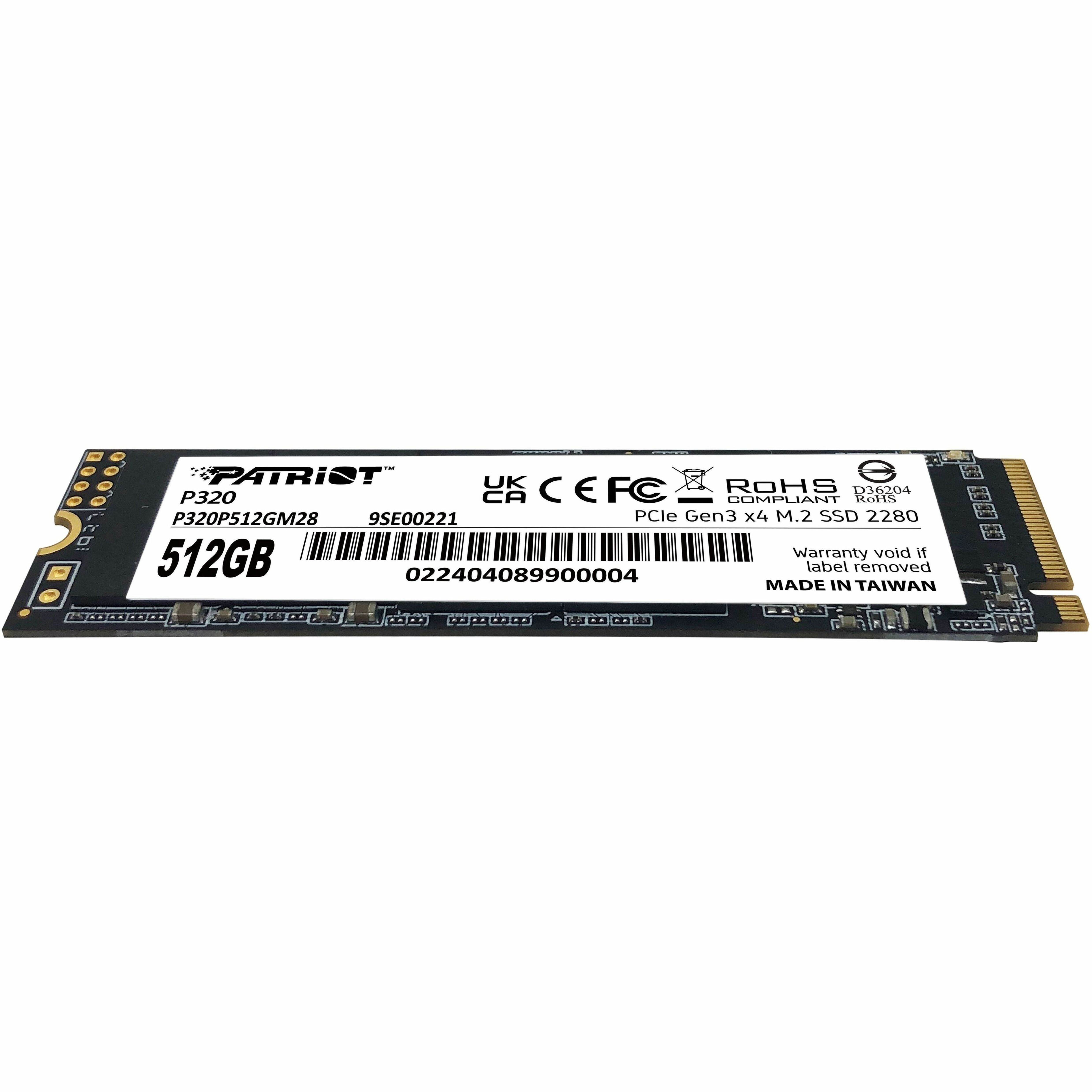 Patriot P320 512GB Internal SSD - NVMe PCIe Gen 3x4 - M.2 2280 - Solid State Drive - P320P512GM28