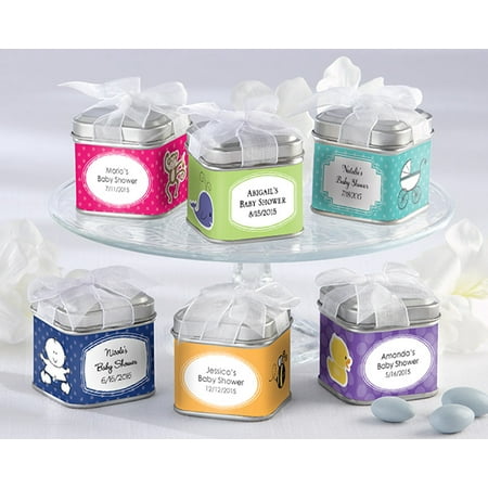 Square Favor Tin For Candy Personalized Baby Shower Favors By Kate Square Favor Tin For Candy Personalized Baby Shower Favors By Kate