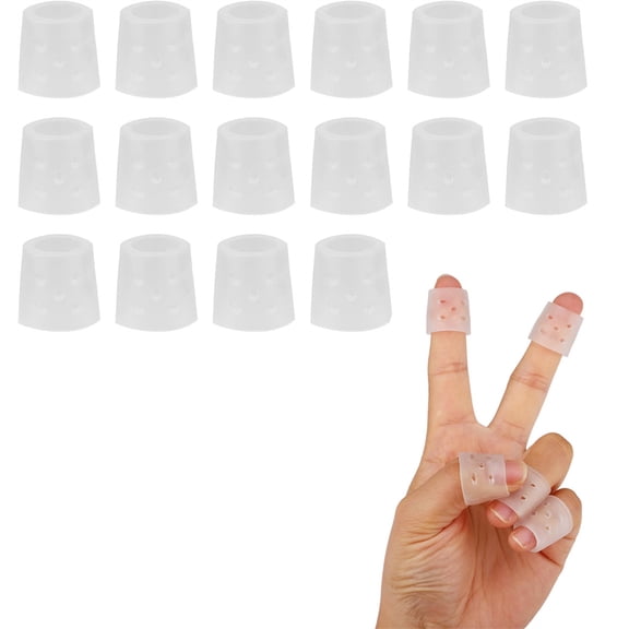 Heyingu 16Pcs Finger Protectors Finger/Covers Breathable Finger Covers with Air Hole Transparent Finger Picking Prevention Sheaths for Anti-Scratch & Fingertips Protection