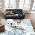 thumbnail image 4 of Area Rugs Indoor Non-Slip Rectangle Rug 5x8 Ft Summer Blue Grey Crab Coral Seashell Nautical Coastal Rug Rubber Backing Floor Mats Non Shedding Home Decor Carpet for Entryway Living Room, 4 of 8
