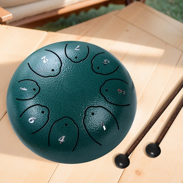 Tambor Handpan de 6 pulgadas y 8 notas con bolsa de transporte, mazos de tambor, tambor de mano para libro de música