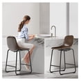 thumbnail image 2 of ZanQee Counter Stools Set of 2, 24 inch Counter Height Bar Stools Hold up to 500 lbs, Armless Counter Height Chairs with Metal Legs & Soft Backrest for Kitchen Island Coffee Shop, Brown, 2 of 8