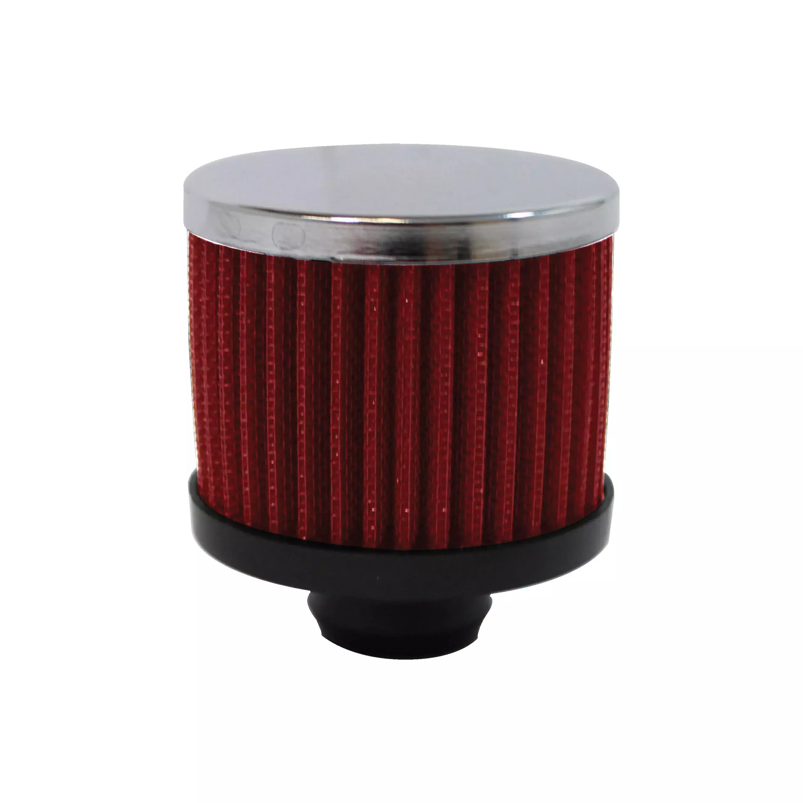 Racing Power Co-Packaged Valve Cover Breather 3in Tall Push In Chrome/Red