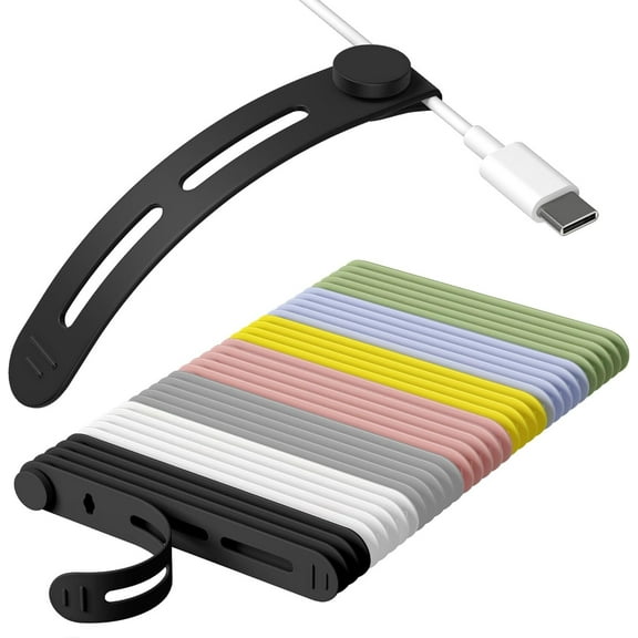 LQQBOX 35Pcs Reusable Cable Ties, Adjustable Silicone Cord Organizer Small Zip Ties for Charging Cords Earphone Computer Wire, Office Desk Cable Management Travel Accessories(Multi)